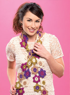Crochet flower scarf