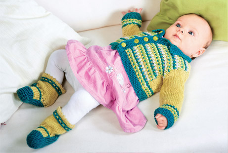 Vintage baby cardigan and bootee set