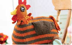 Knitted chicken doorstop