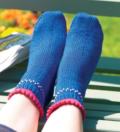 Bethan Beaded Ankle Socks Knitting Pattern