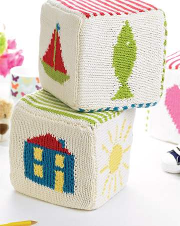 Easy Knitted Intarsia Baby Blocks Toy Knitting Pattern