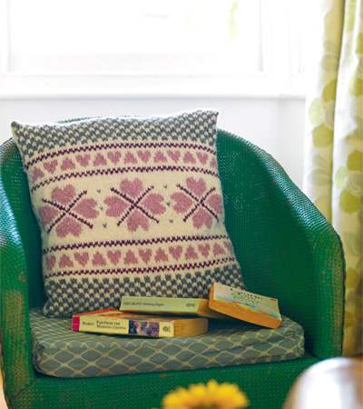 Fair Isle Heart Cushion Cover Pattern Knitting Pattern