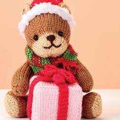 Christmas Teddy Bear with Present Knitting Pattern