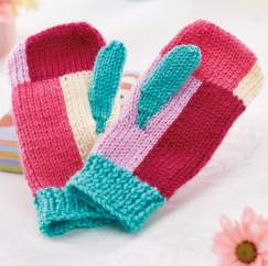 Colour Block Mittens Knitting Pattern