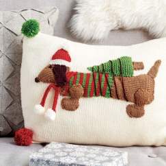 Christmas Dachshund Cushion Cover Pattern Knitting Pattern