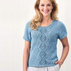 Denim Cable Panel T-shirt Knitting Pattern