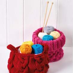 Easy Knitted Cable Storage Baskets Knitting Pattern