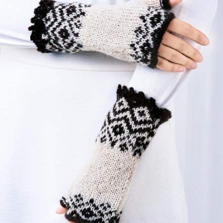 Fair Isle Fingerless Mittens Knitting Pattern