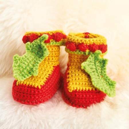 Holly Baby Booties crochet Pattern
