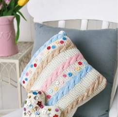 Knitted cushion cover, purse, heart and corsage set Knitting Pattern