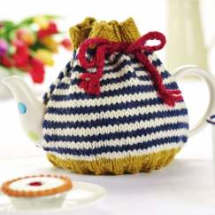 Beginner Stripe With Bow Teacosy Knitting Pattern