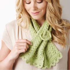 Shell Edging Lace Scarf With Flower Knitting Pattern