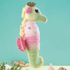 Knitted Rainbow Seahorse Soft Toy Project Knitting Pattern
