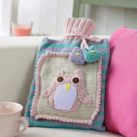 Owl Hot Water Bottle Cover Knitting Pattern