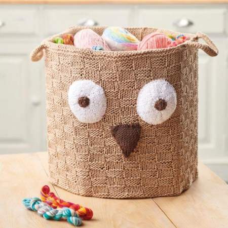 Knitted Owl Storage Basket Knitting Pattern