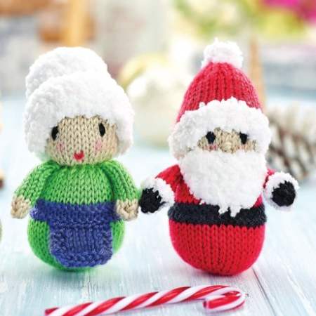 3 Quick Festive Toys: Santa, Mrs Claus and Robin Knitting Pattern