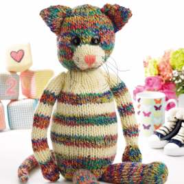 Colourful Cat Chunky Toy Knitting Pattern Knitting Pattern