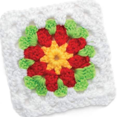 Red Petals Granny Squares crochet Pattern