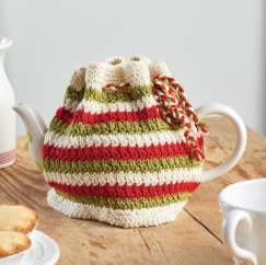Stripy Christmas Tea Cosy Knitting Pattern Knitting Pattern