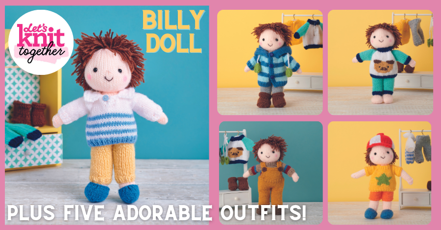 Knit Billy Ragdoll and Five Doll Outfits!