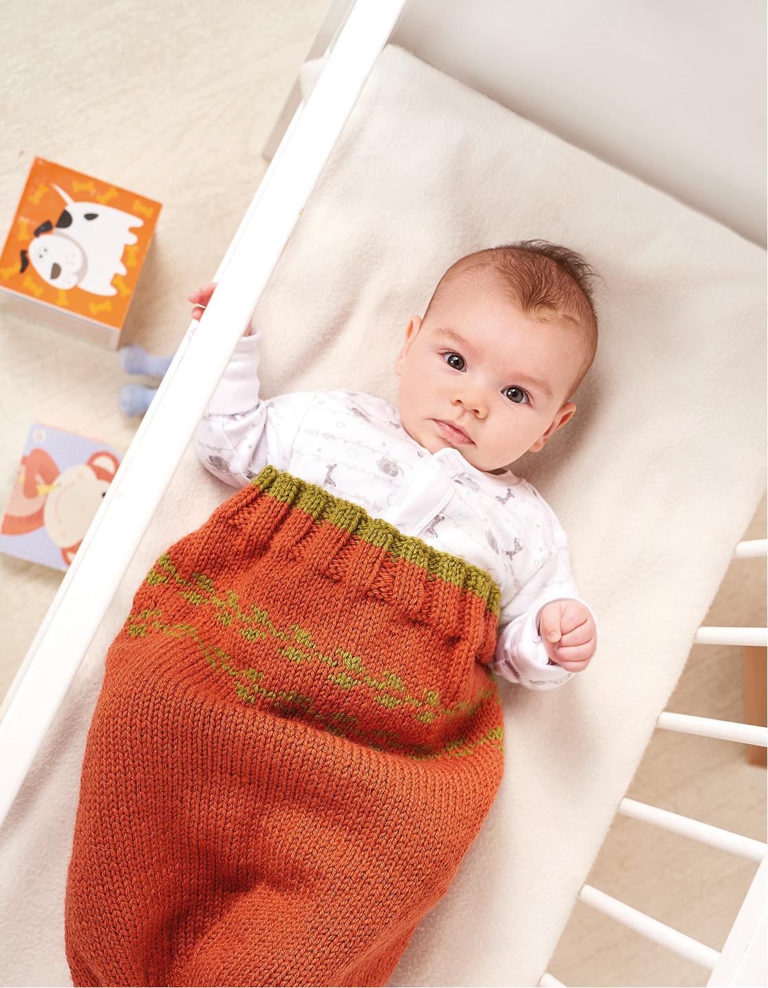 Baby Sleeping Bag and Hat Knitting Patterns Lets Knit Magazine Baby sleeping bag free knitting pattern