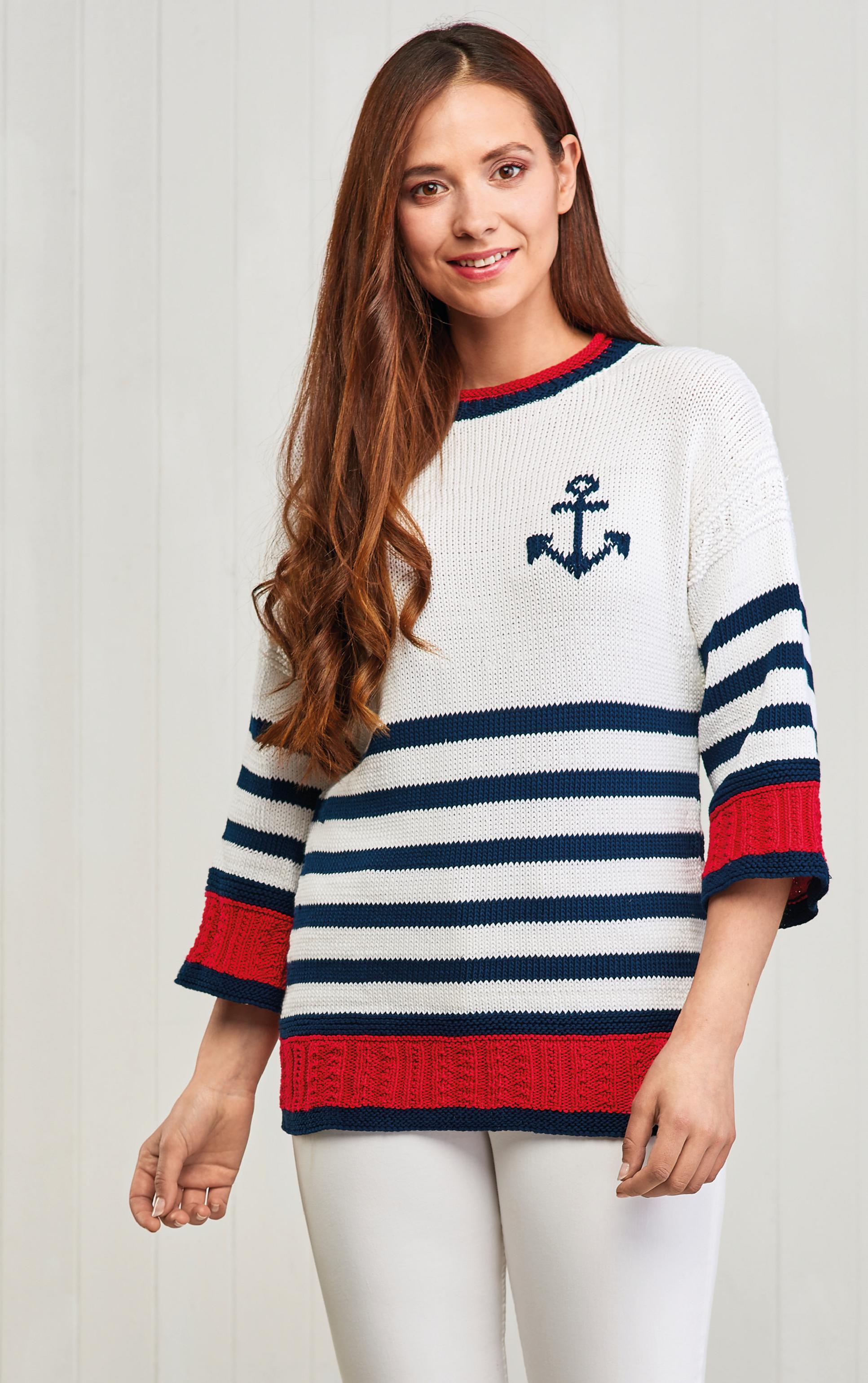 three-button cotton nautical sweater in.