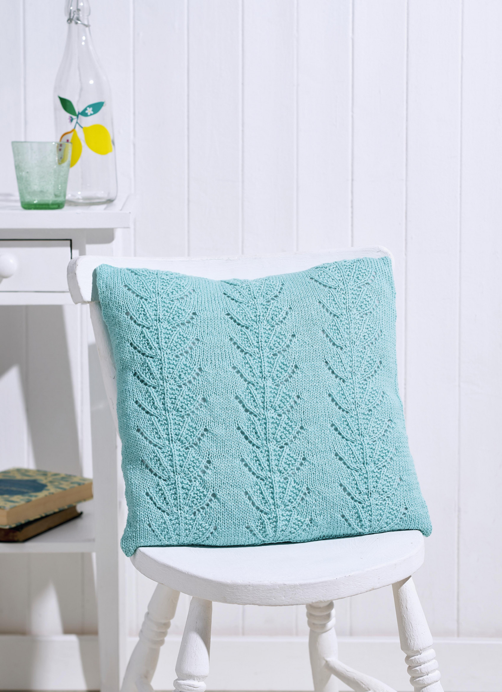 Beginner Lace Eyelet Cushion Cover Knitting Patterns Let's Knit