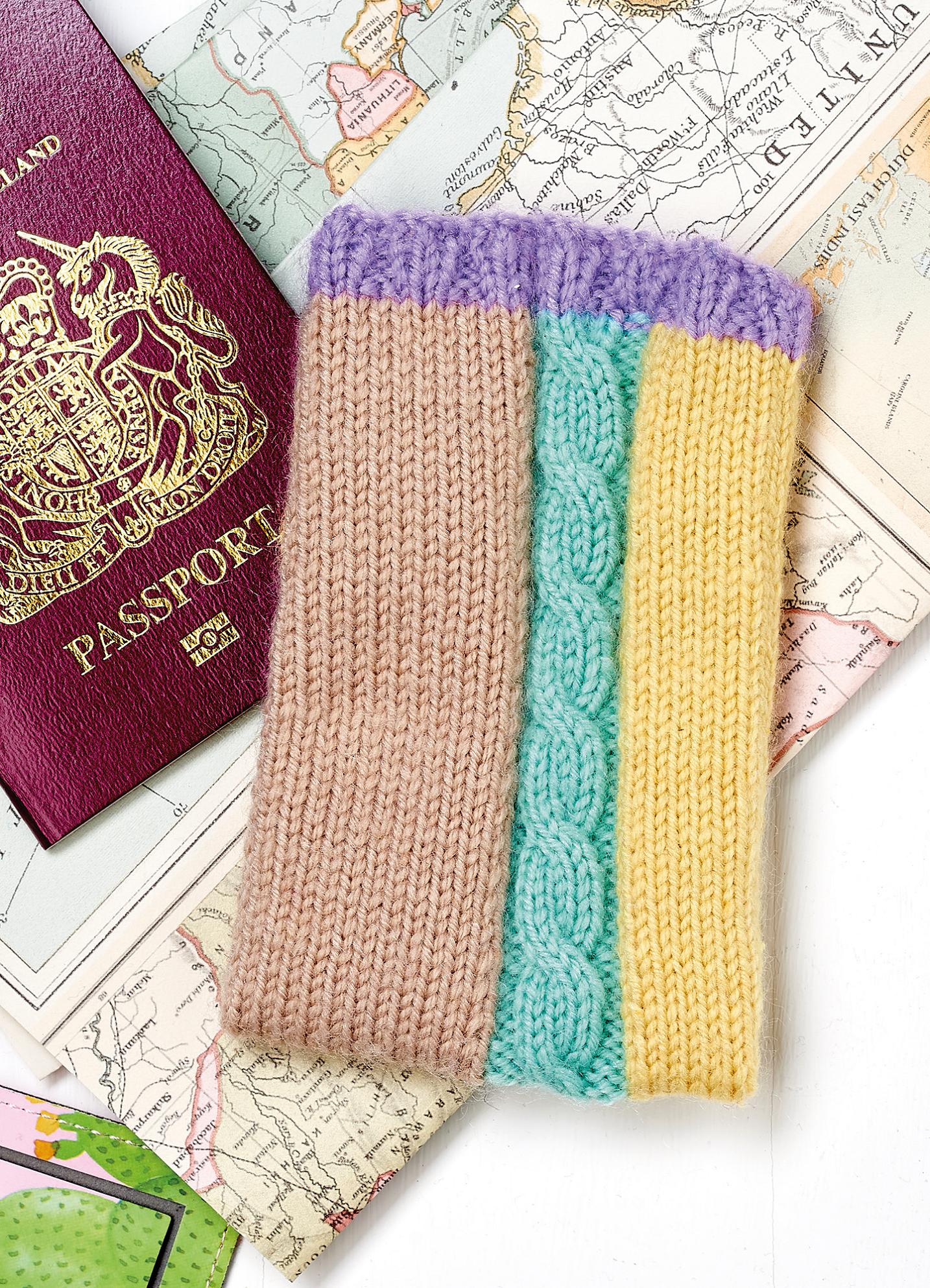 Camera Strap & Passport Cover Knitting Patterns Let's Knit Magazine