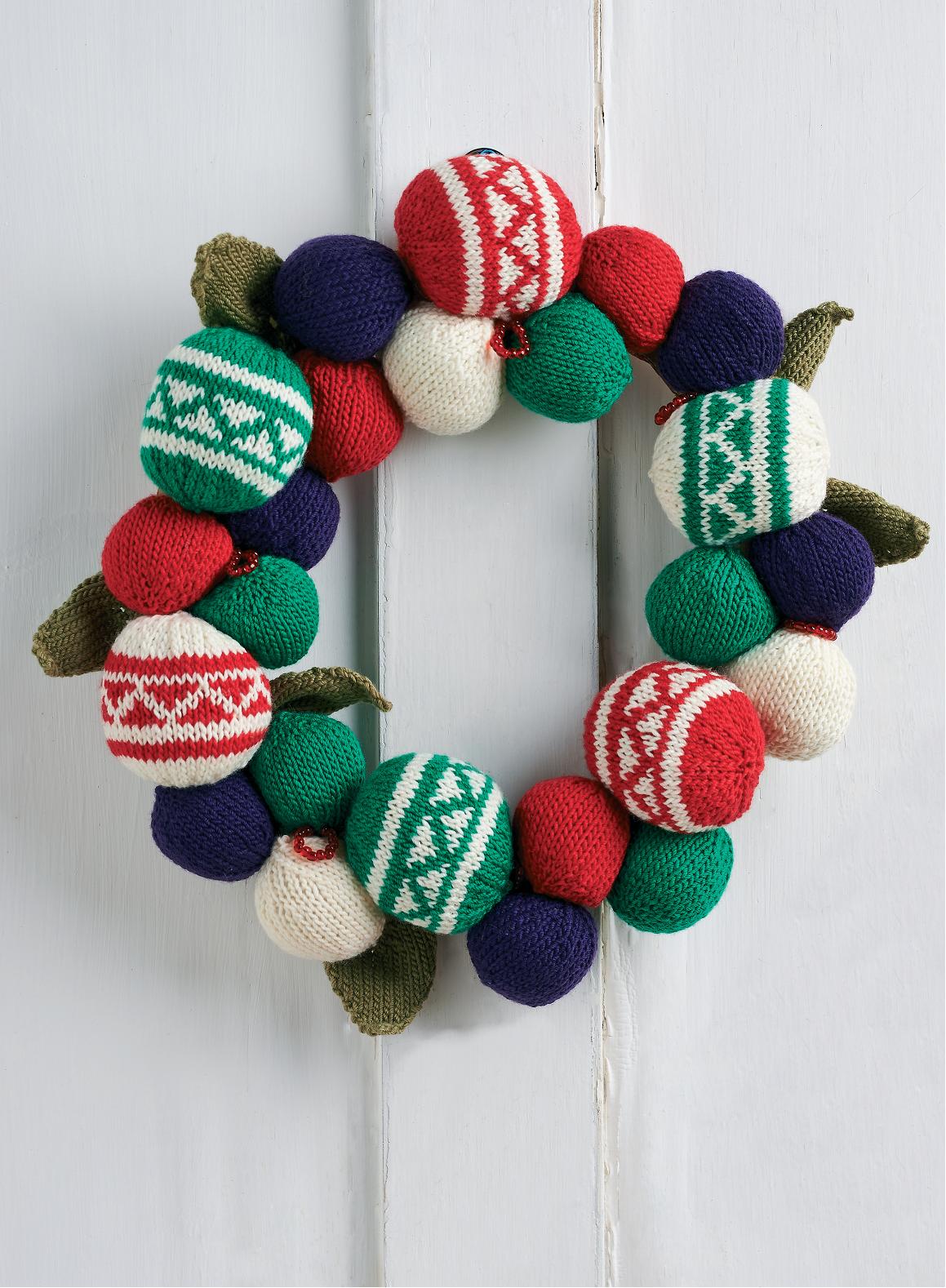 Christmas wreath Knitting Patterns Let's Knit Magazine