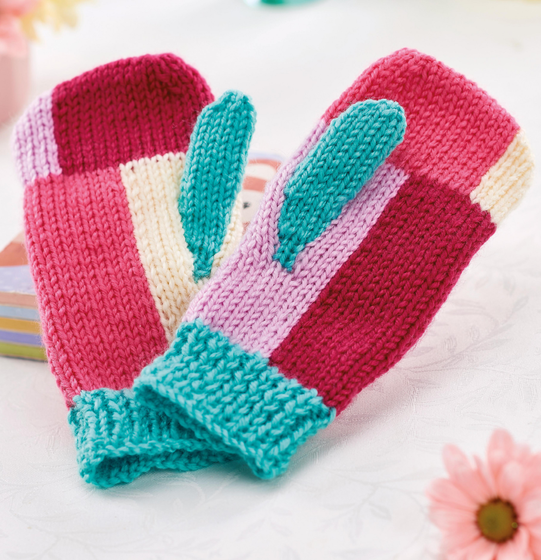 Colour Block Mittens Knitting Patterns Let's Knit Magazine