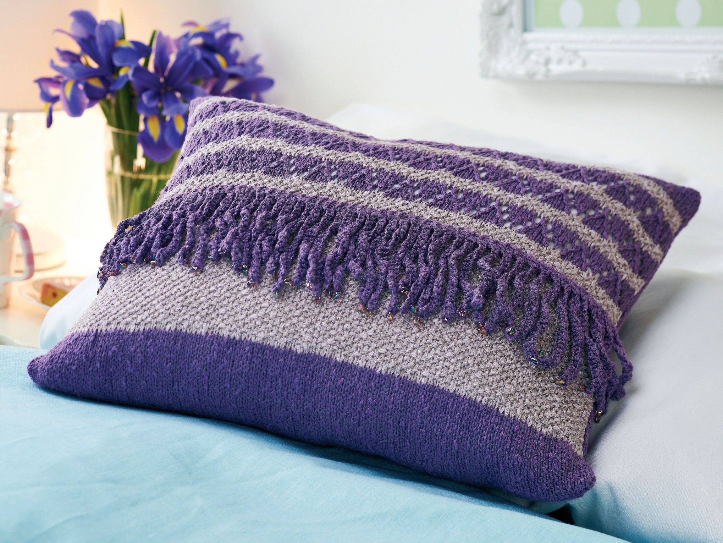 Floral cushion Knitting Patterns Let's Knit Magazine
