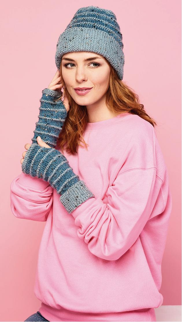 Hat and gloves set Knitting Patterns Let's Knit Magazine