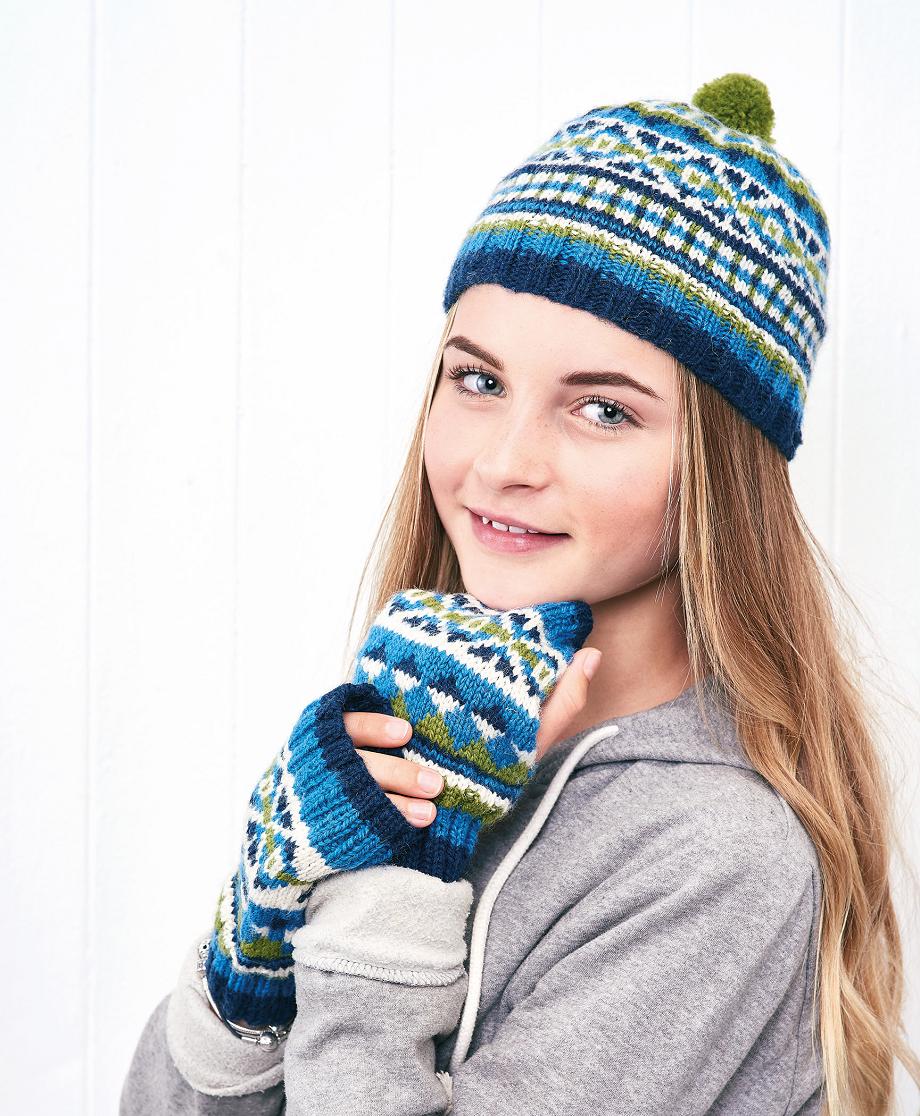Hat and mittens set Knitting Patterns Let's Knit Magazine