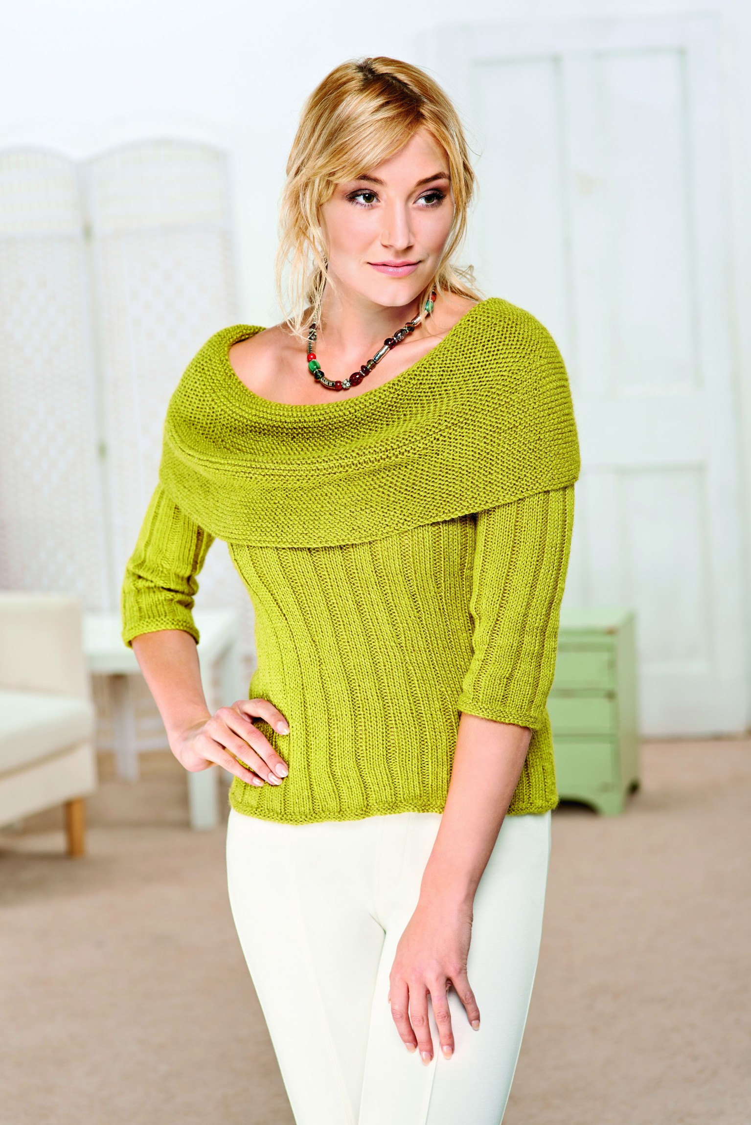 Cowlneck sweater Knitting Patterns Let's Knit Magazine