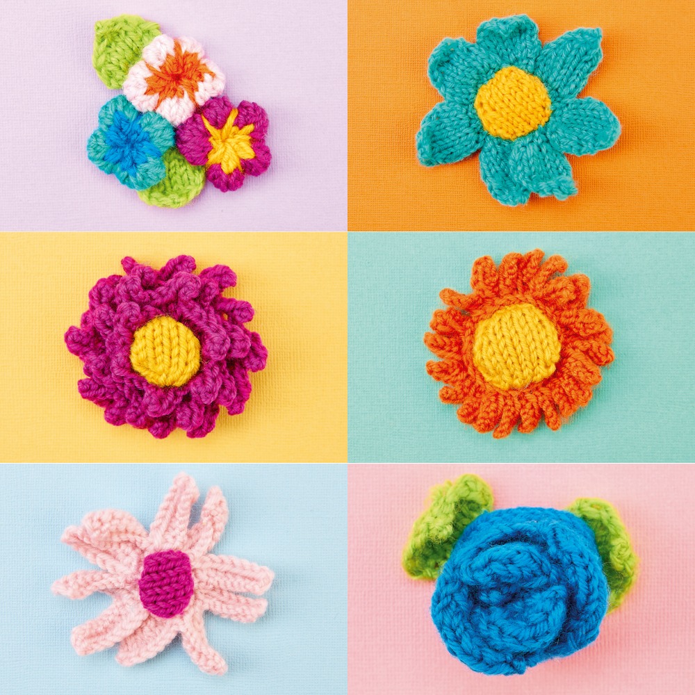 Knitted Flower Collection Knitting Patterns Let's Knit Magazine