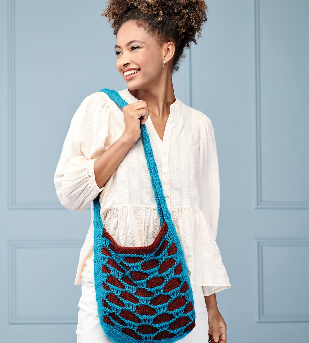 Medallion Stitch Shoulder Bag Knitting Patterns Let's Knit Magazine