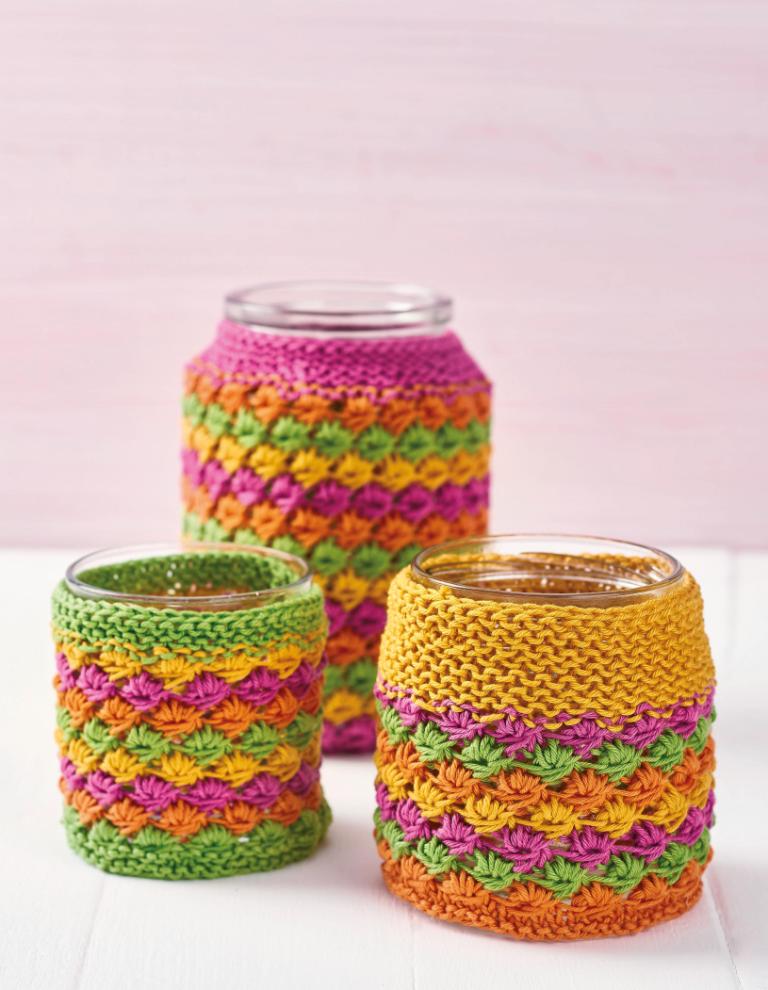 Quick Upcycled Jam Jar Covers Knitting Patterns Let's Knit Magazine