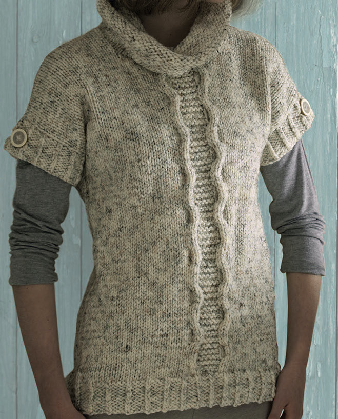 Rollneck Cable Slipover | Knitting Patterns | Let's Knit Magazine