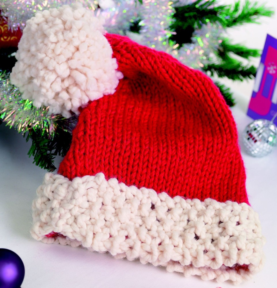 Easy Super Chunky Santa Hat Knitting Patterns Let's Knit Magazine