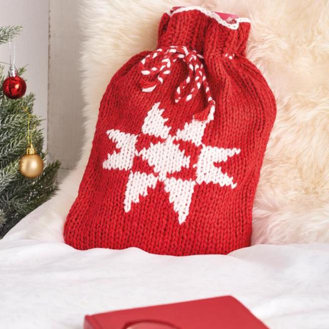 Snowflake Hot Water Bottle Cover Knitting Patterns Let's Knit Magazine