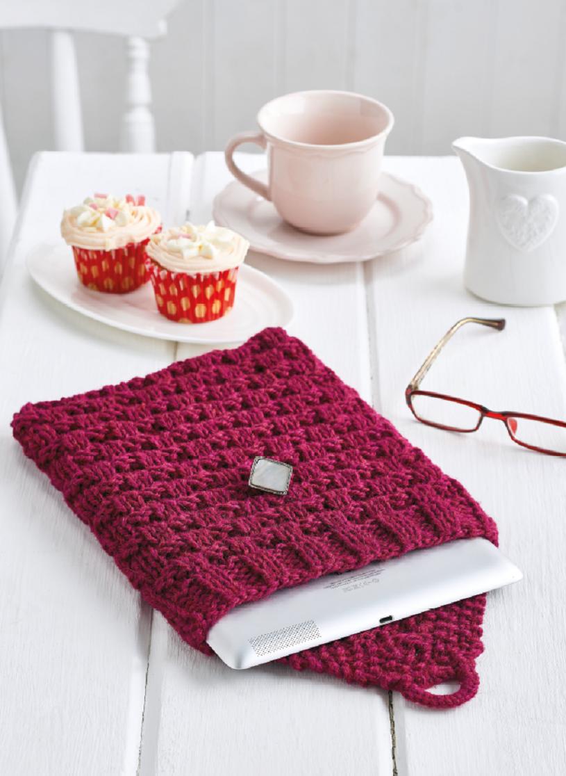 Tablet cover Knitting Patterns Let's Knit Magazine