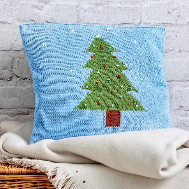 Christmas Tree Cushion Cover Knitting Pattern Knitting Patterns Let