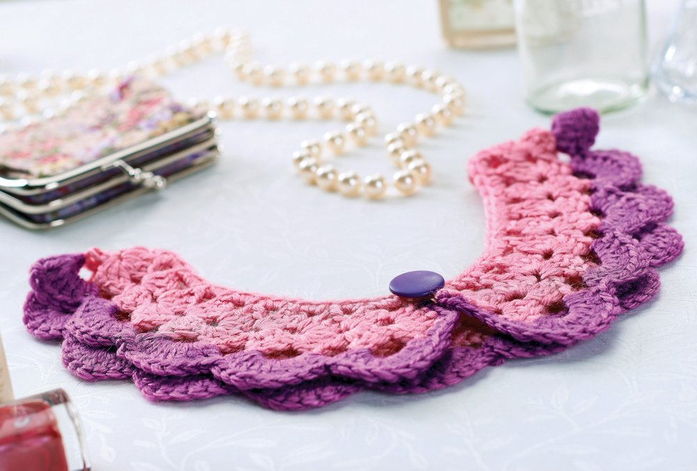 Susie John’s crochet collar Knitting Patterns Let's Knit Magazine