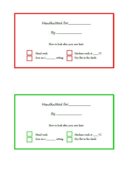 Free printable gift labels Knitting Patterns Let's Knit Magazine