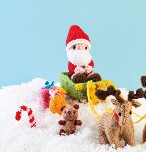Santa's Little Helpers Let's Knit- Christmas Knit Kit 4 Festive Yarns NEW. 