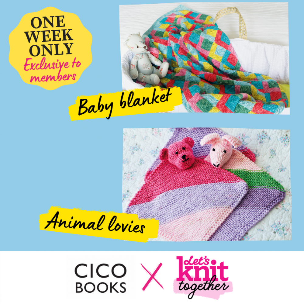 Squares Baby Blanket and Animal Lovies Knitting Patterns Let's Knit