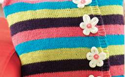 Multi-coloured striped flower cushion Knitting Pattern