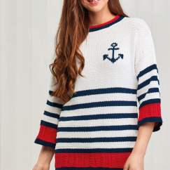 Anchor Motif Nautical Sweater Knitting Pattern