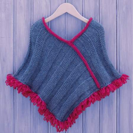 Child’s Fringed Poncho Knitting Pattern