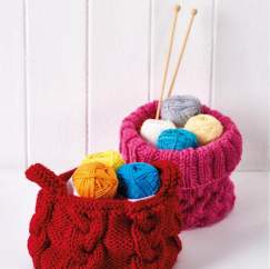 Easy Cable Storage Baskets Knitting Pattern